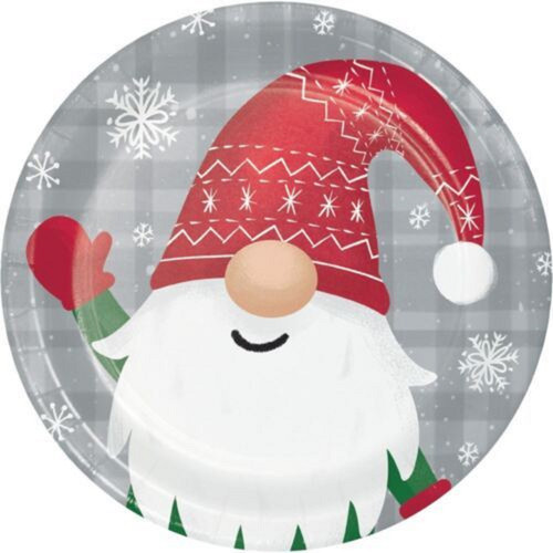 Holiday Gnomes Cute Winter Christmas Holiday Party 7" Paper Dessert Plates