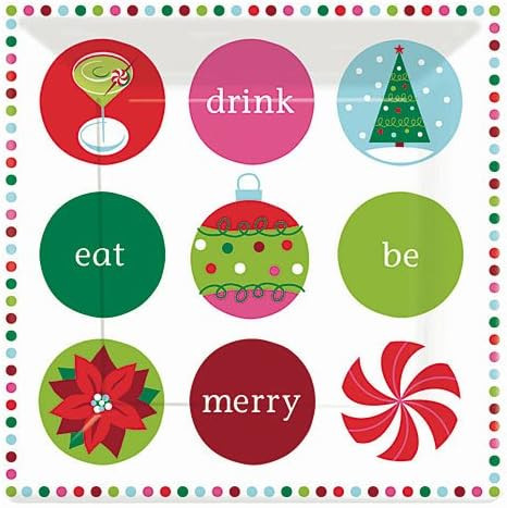 Holiday Buzz Winter Christmas Holiday Party 7" Square Paper Dessert Plates ICONS