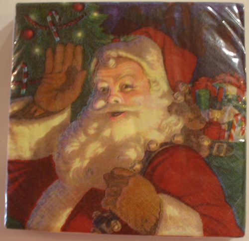 Jolly St. Nick Santa Claus Christmas Holiday Party Paper Beverage Napkins