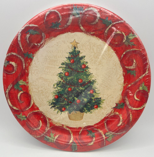 Festive Tree Christmas Holiday Winter Theme Party 9" Paper Dinner Plates
