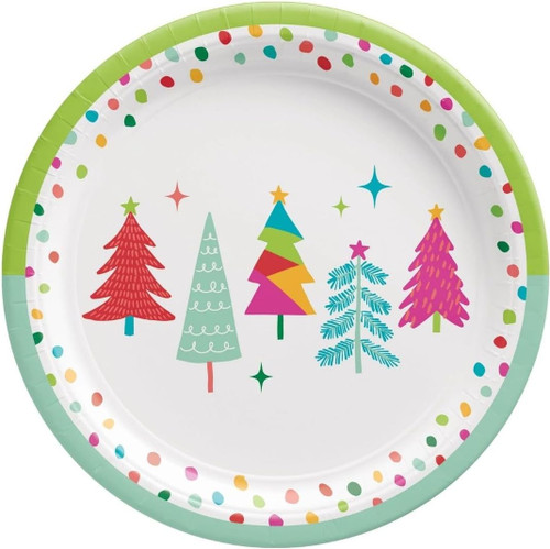 Merry Everything Christmas Tree Holiday Party 20 ct. 7" Paper Dessert Plates