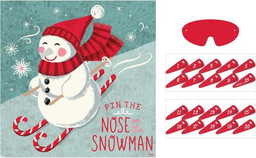 Peppermint Twist Winter Christmas Holiday Party Game Pin Nose on Snowman