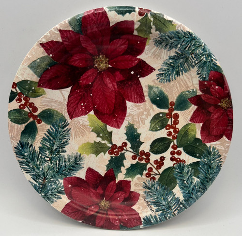 Snowy Botanical Poinsettia Christmas Holiday Party 7" Paper Dessert Plates