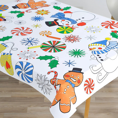 Peppermint Twist Winter Christmas Holiday Party Decoration Color-In Tablecover