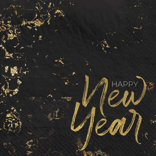 Cheers for the New Year Black Gold Holiday Party 40 ct. Paper Luncheon Napkins