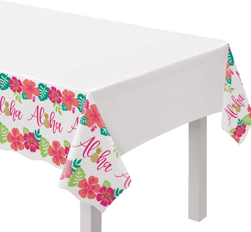 Aloha Summer Hibiscus Tropical Luau Theme Party Decoration Plastic Tablecover