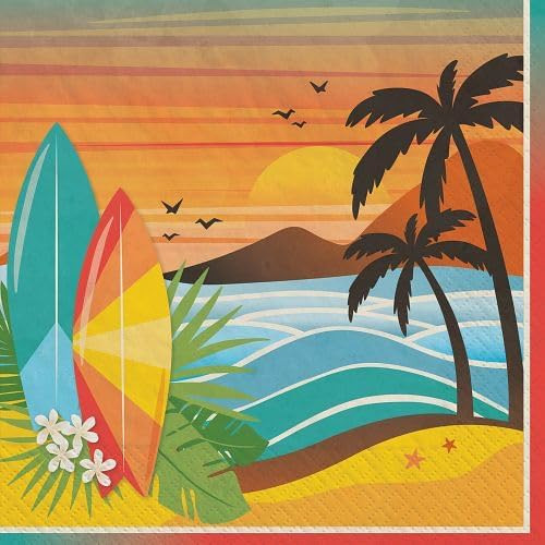 Beach Life Surfboard Surf Summer Luau Theme Party 100 ct. Paper Luncheon Napkins