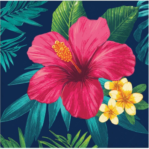Tropic Time Tropical Flower Hibiscus Summer Luau Theme Party Beverage Napkins