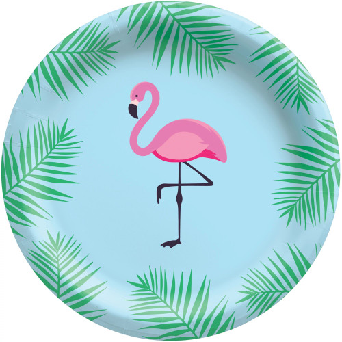 Flamingo Paradise Tropical Summer Luau Theme Party 6.75" Paper Dessert Plates