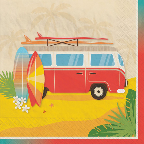 Beach Life Surfboard Surf Summer Luau Theme Party 100 ct. Paper Beverage Napkins