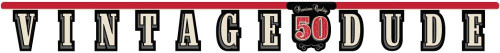 Vintage Dude Over the Hill Adult Birthday Party Decoration Jointed Banner 50TH
