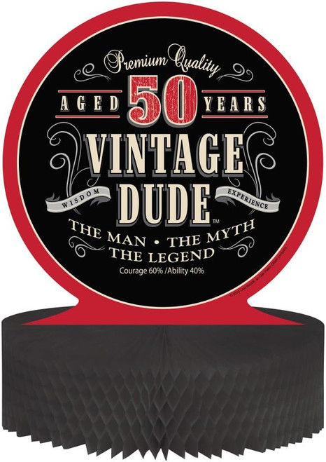 Vintage Dude Over the Hill Adult Birthday Party Decoration Centerpiece 50TH