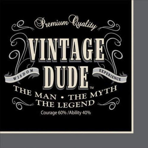 Vintage Dude Over the Hill Mens Adult Birthday Party Paper Beverage Napkins