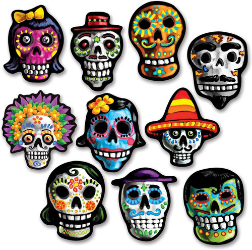Day of the Dead Dia de los Muertos Skull Halloween Party Decoration Mini Cutouts