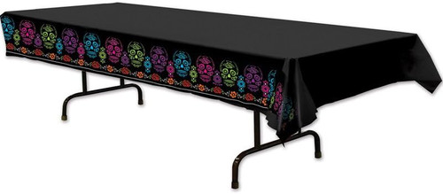 Day of the Dead Dia Muertos Skull Halloween Party Decoration Plastic Tablecover