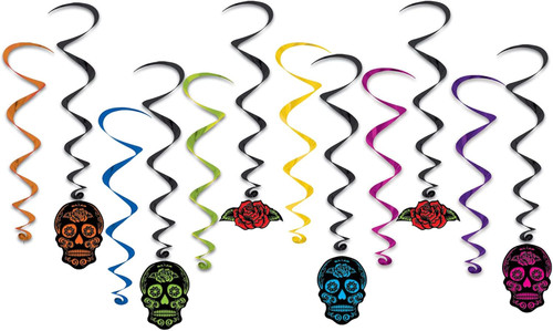 Day of the Dead Dia de Muertos Skull Halloween Party Hanging Decoration Whirls