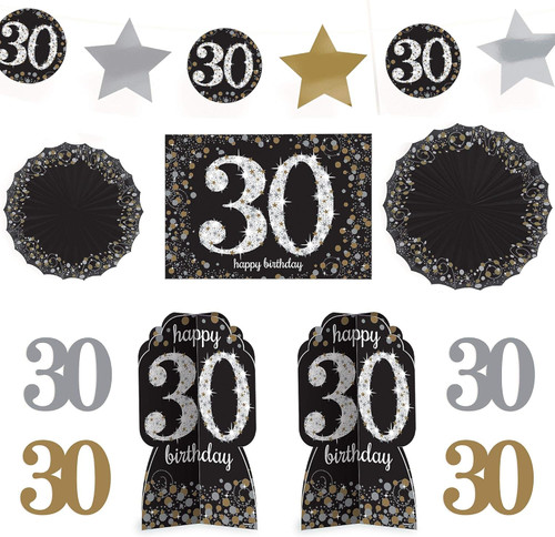 Sparkling Celebration Over the Hill 30th Birthday Party Room Decorating Kit