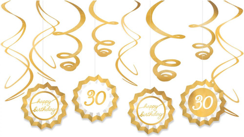 Golden Age Over the Hill Adult 30th Birthday Party Fan & Swirl Decorating Kit