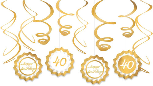 Golden Age Over the Hill Adult 40th Birthday Party Fan & Swirl Decorating Kit