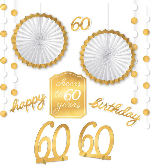 Golden Age Over the Hill Adult 60th Birthday Party Hanging Room Decorating Kit