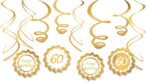 Golden Age Over the Hill Adult 60th Birthday Party Fan & Swirl Decorating Kit