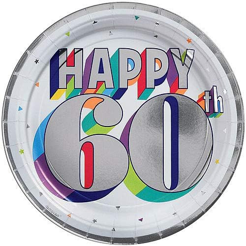 Here's to 60 Over the Hill Adult 60th Birthday Party 7" Metallic Dessert Plates