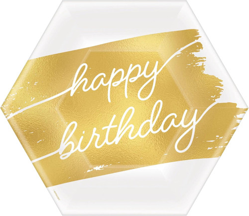 Golden Age Over the Hill Adult Birthday Party 7" Hexagon Metallic Dessert Plates