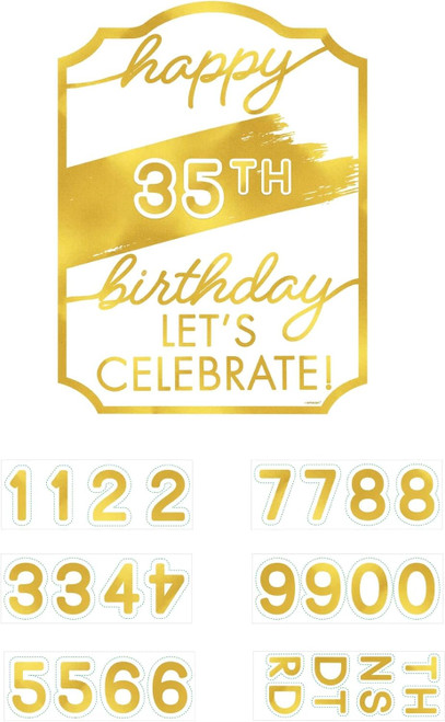 Golden Age Over the Hill Birthday Party Decoration Add-An-Age Cardboard Sign