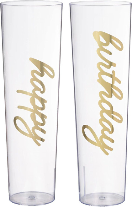 Golden Age Over the Hill Adult Birthday Party Plastic Stemless Champagne Glasses
