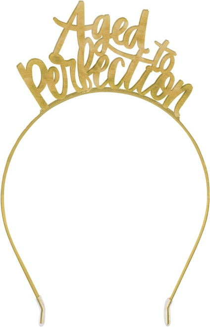 Golden Age Over the Hill Birthday Party Favor Metal Headband AGED TO PERFECTION