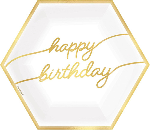 Golden Age Over the Hill Adult Birthday Party 9" Hexagon Metallic Dinner Plates
