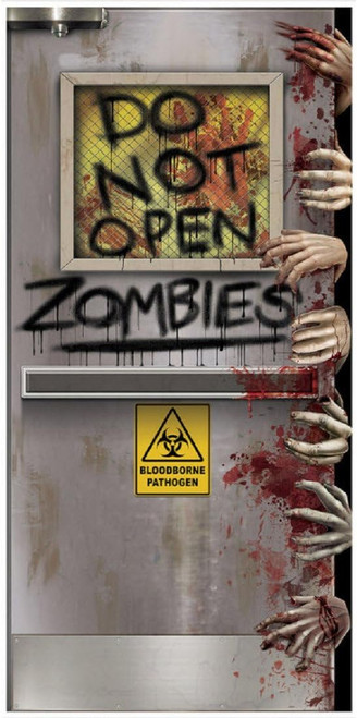 Zombies Lab Door Cover Haunted House Carnival Halloween Party Hanging Decoration