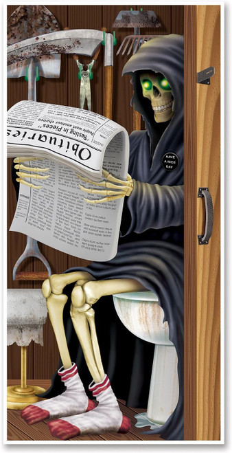 Grim Reaper Restroom Door Cover Haunted House Halloween Party Hanging Decoration