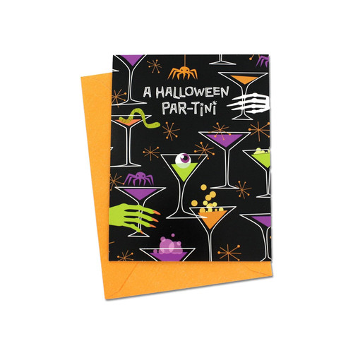 Halloween Par-tini Martini Haunted House Cocktail Party Invitations w/Envelopes