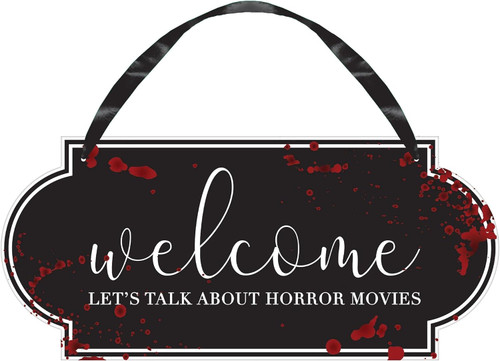 Let's Talk About Horror Movies Halloween Party Wall Decoration Hanging Sign