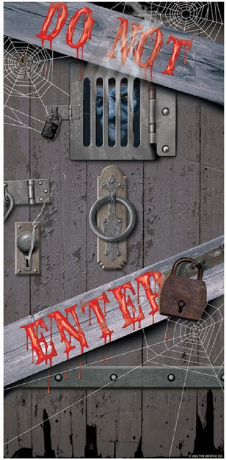 Spooky Do Not Enter Door Cover Haunted House Halloween Party Hanging Decoration