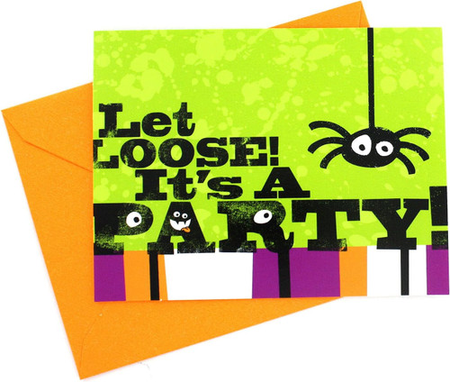 Let Loose Spider Cute Halloween Carnival Holiday Party Invitations w/Envelopes