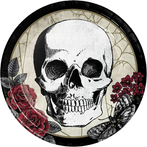 Creepy Characters Skull Owl Spider Halloween Party 9" Paper Dinner Plates