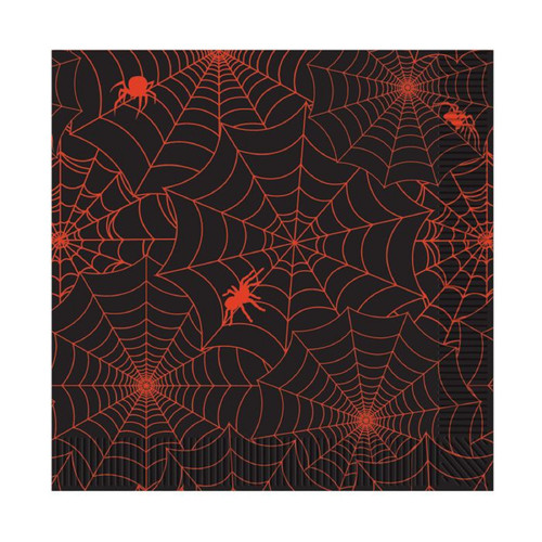 Spider Web Black Orange Haunted House Halloween Party Paper Luncheon Napkins