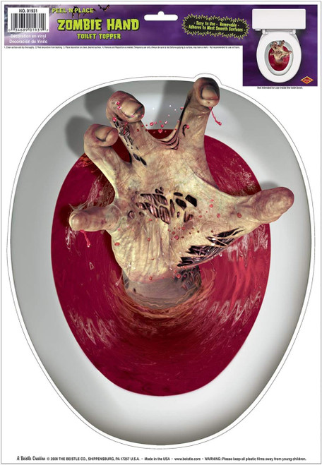 Zombie Hand Toilet Topper Peel & Place Haunted House Halloween Party Decoration