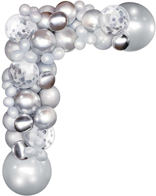 Silver Metallic Balloon Garland Kit Solid Color Theme Party Room Decoration