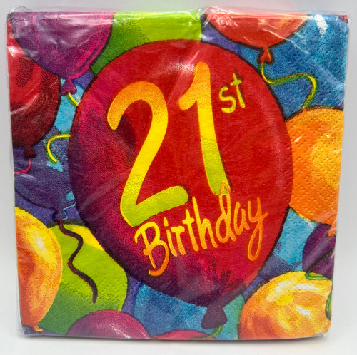 Painted Balloons Adult Finally 21 21st Birthday Party Paper Beverage Napkins