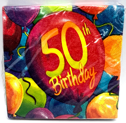 Painted Balloons Over the Hill Adult 50th Birthday Party Paper Beverage Napkins