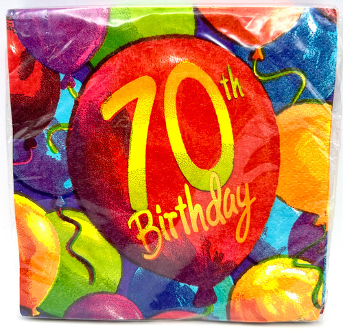 Painted Balloons Over the Hill Adult 70th Birthday Party Paper Beverage Napkins