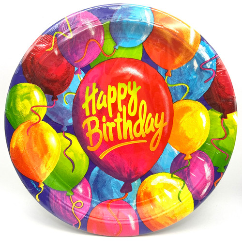 Painted Balloons Over the Hill Adult Birthday Party 10.5" Paper Banquet Plates