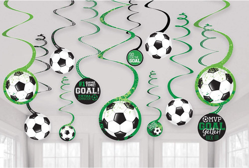 Goal Getter Soccer Sports Banquet Theme Party Hanging Swirl Decorations