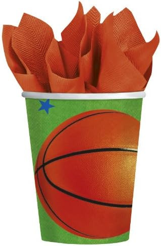 Championship Basketball Green Sports Banquet Birthday Party 9 oz. Paper Cups
