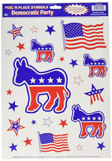 Democrat Election Time Patriotic Party Wall Decoration Peel N Place Clings