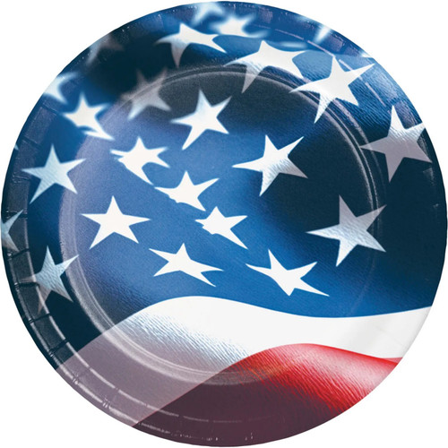 Freedom Flag USA Patriotic July 4th Theme Party 7" Paper Dessert Plates