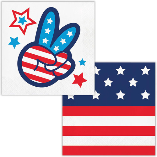 Peace & Patriotism USA Patriotic July 4th Theme Party Paper Luncheon Napkins